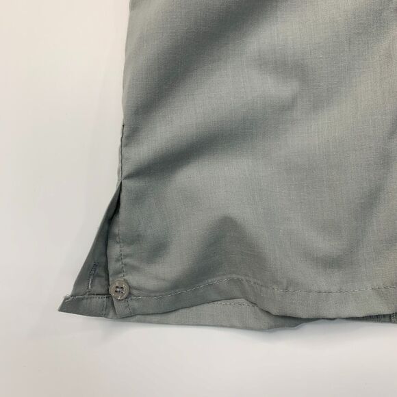 Omega Embroidered Button Up Shirt Mens L Large Gray Short Sleeve Cotton Blend - Picture 9 of 11